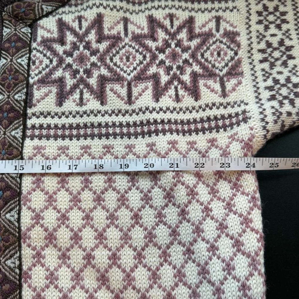 Dale of Norway Sweater Dale Classic Purple Fair Isle Cardigan Clasp Snow Winter - Picture 8 of 10
